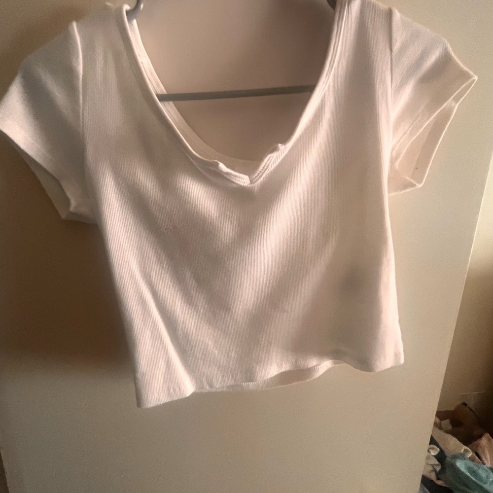 wild fable white crop scoop neck top